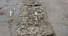 Mur d'époseu gallo-romaine constitué de moellons de calcaire
