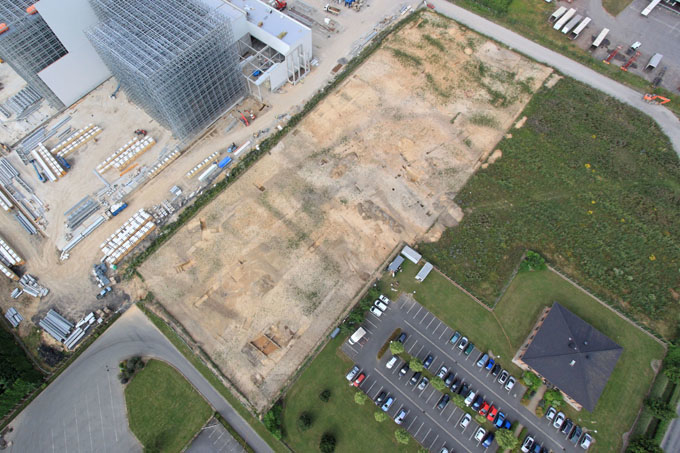 Vue aérienne du secteur de fouilles à Harnes en 2009