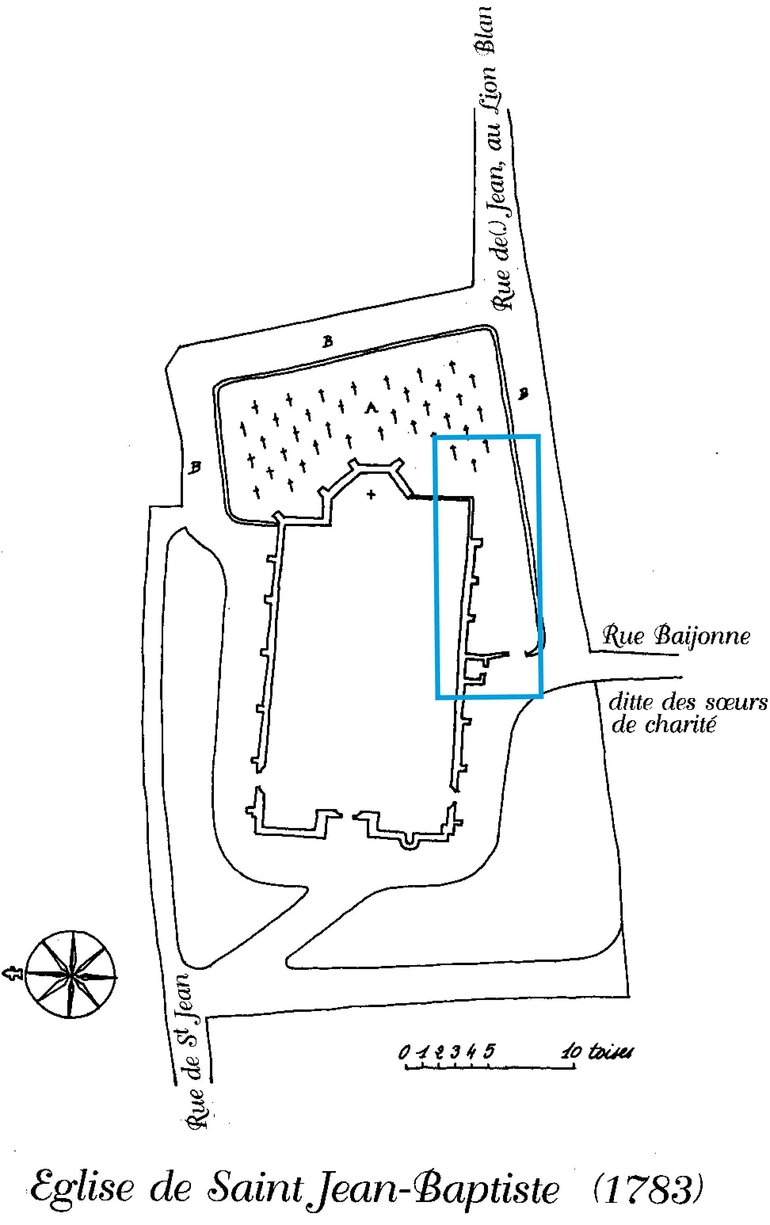 Plan de l'église et ses abords en 1783. Crédit : Société des Antiquaires de la Morinie