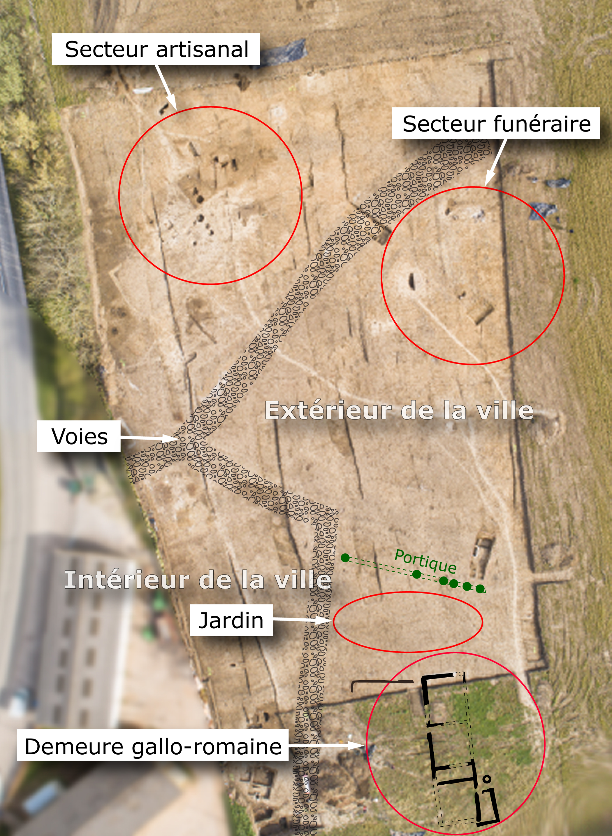 Vue Aérienne de la fouille.