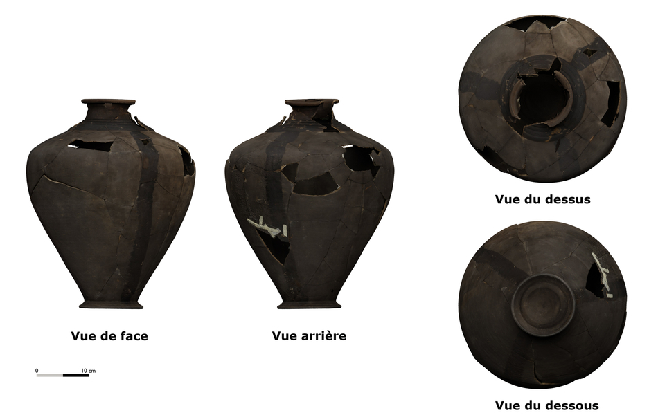 Vue de la bouteille noire sur 4 angles différents