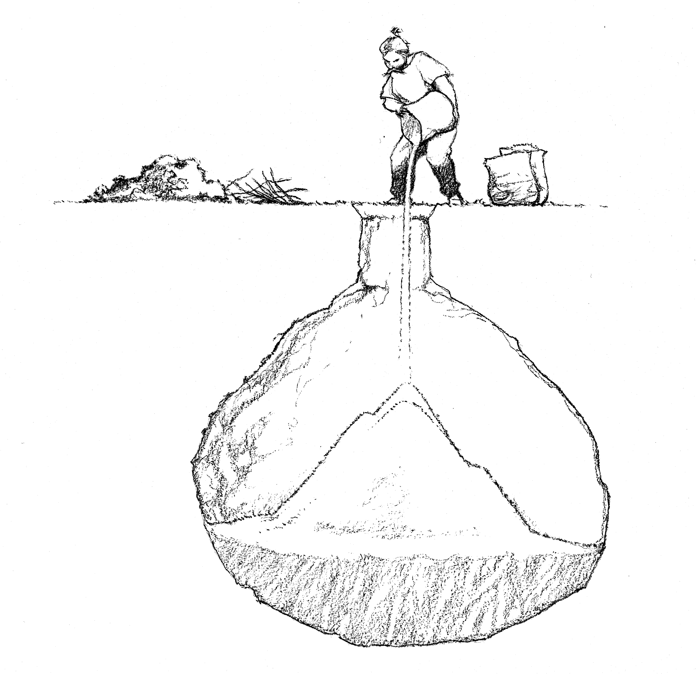 Dessin d'un silo en cours d'utilisation