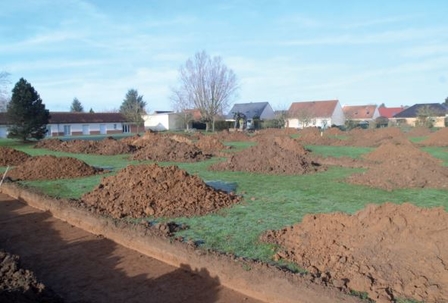 Vue des tranchées sur le terrain