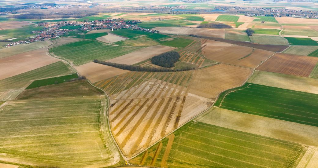 vue aérienne du diagnostic vers le canal de la Sensée